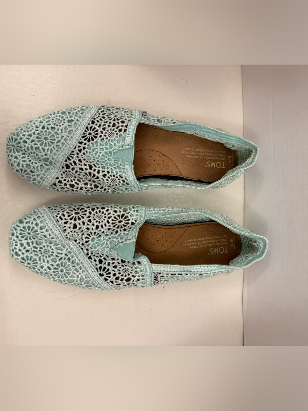 Toms Women's Crochet Slip-On Flats in Mint Green